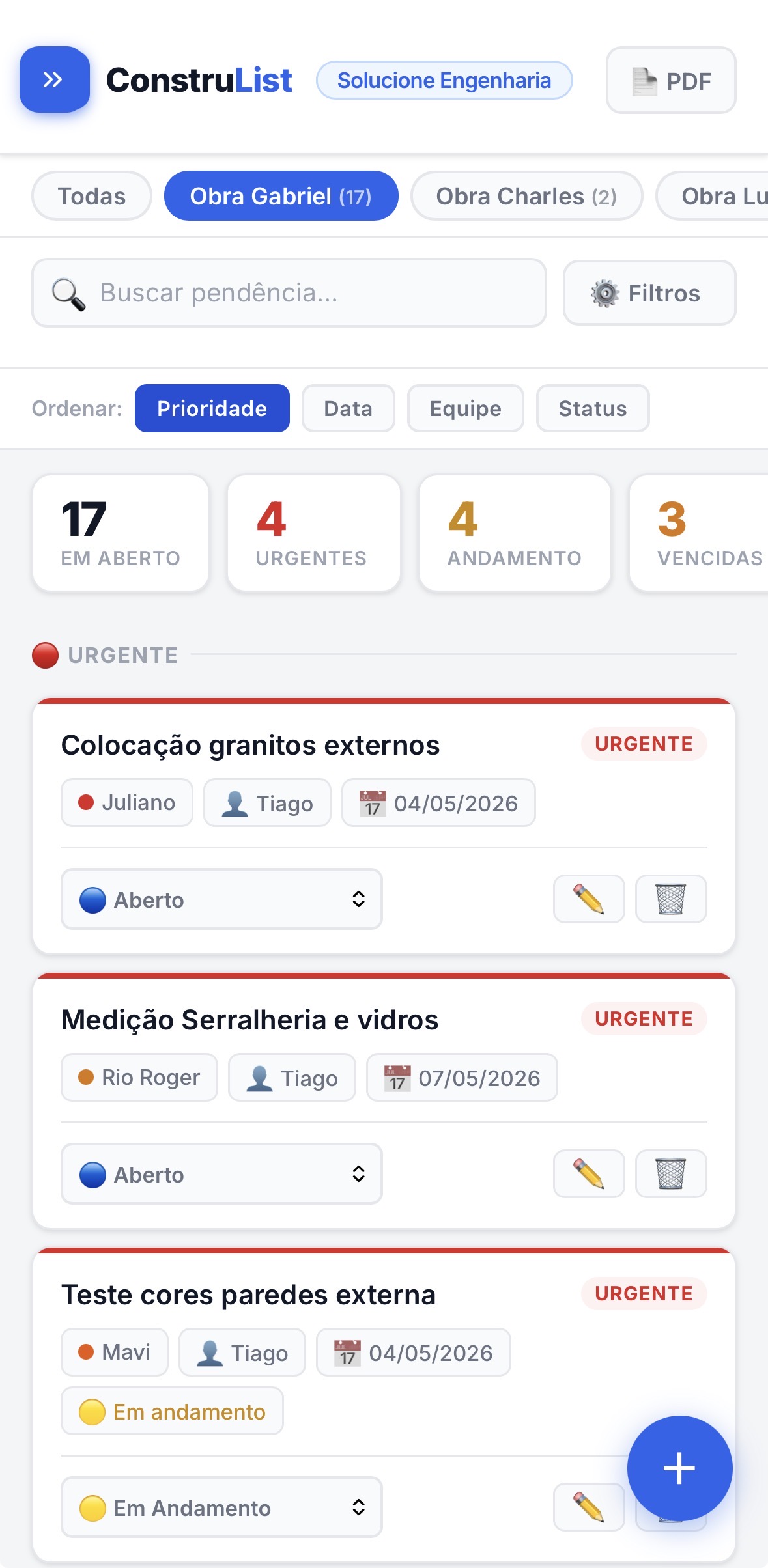 ConstruList — Lista de pendências