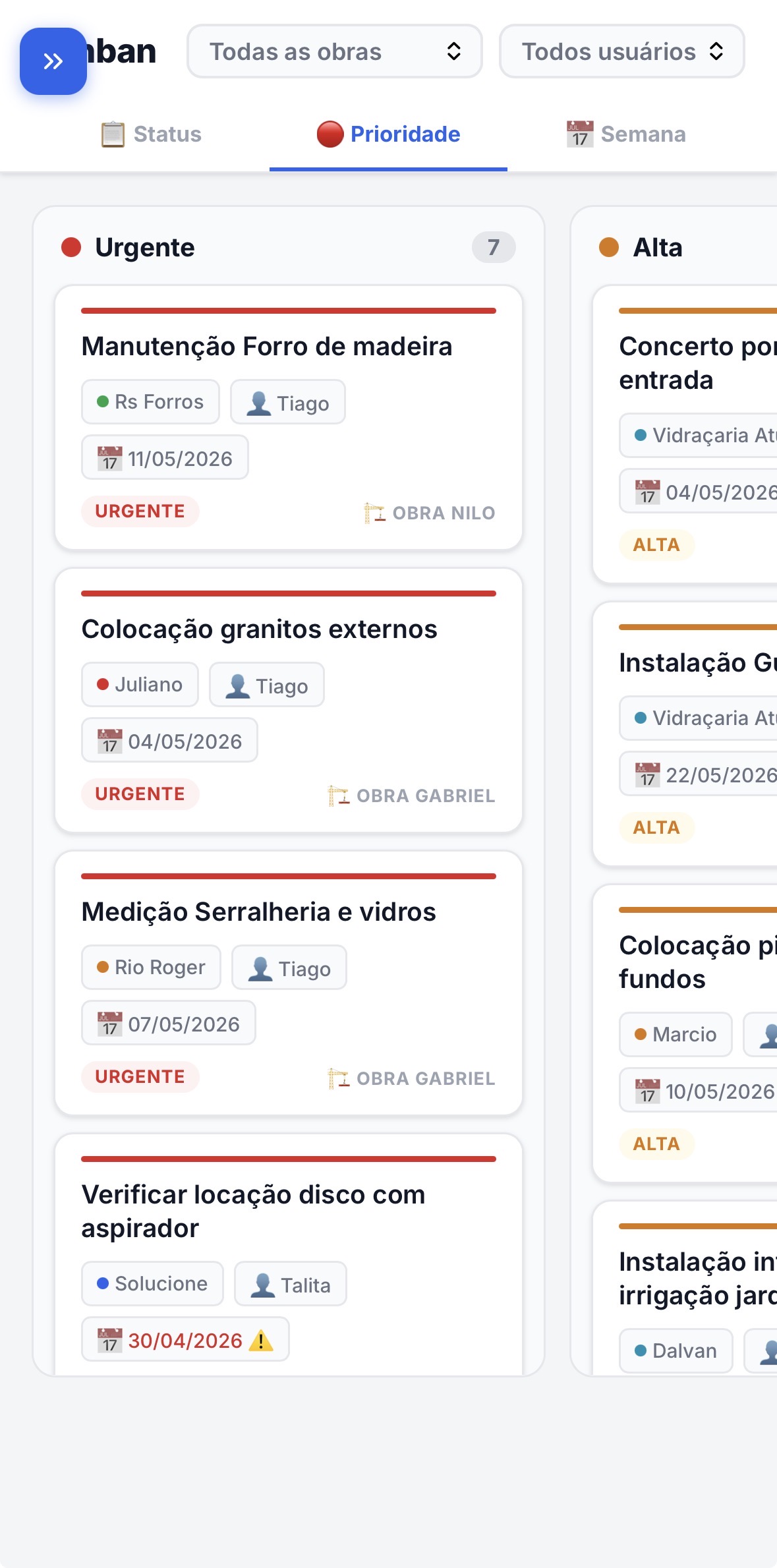 ConstruList — Kanban